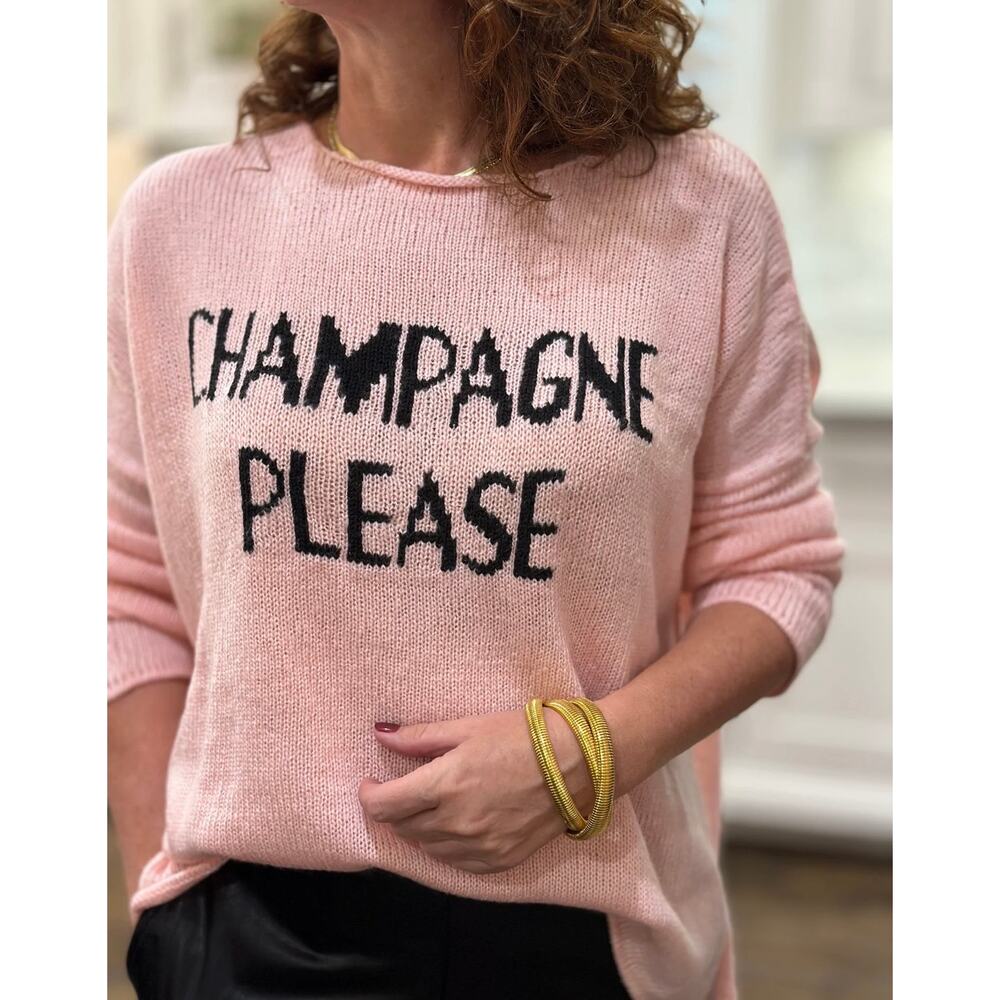 Wooden Ships Pink "Champagne Please" Knit Sweater